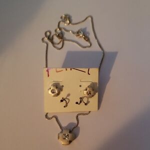 Silver Cross necklace and earrings set